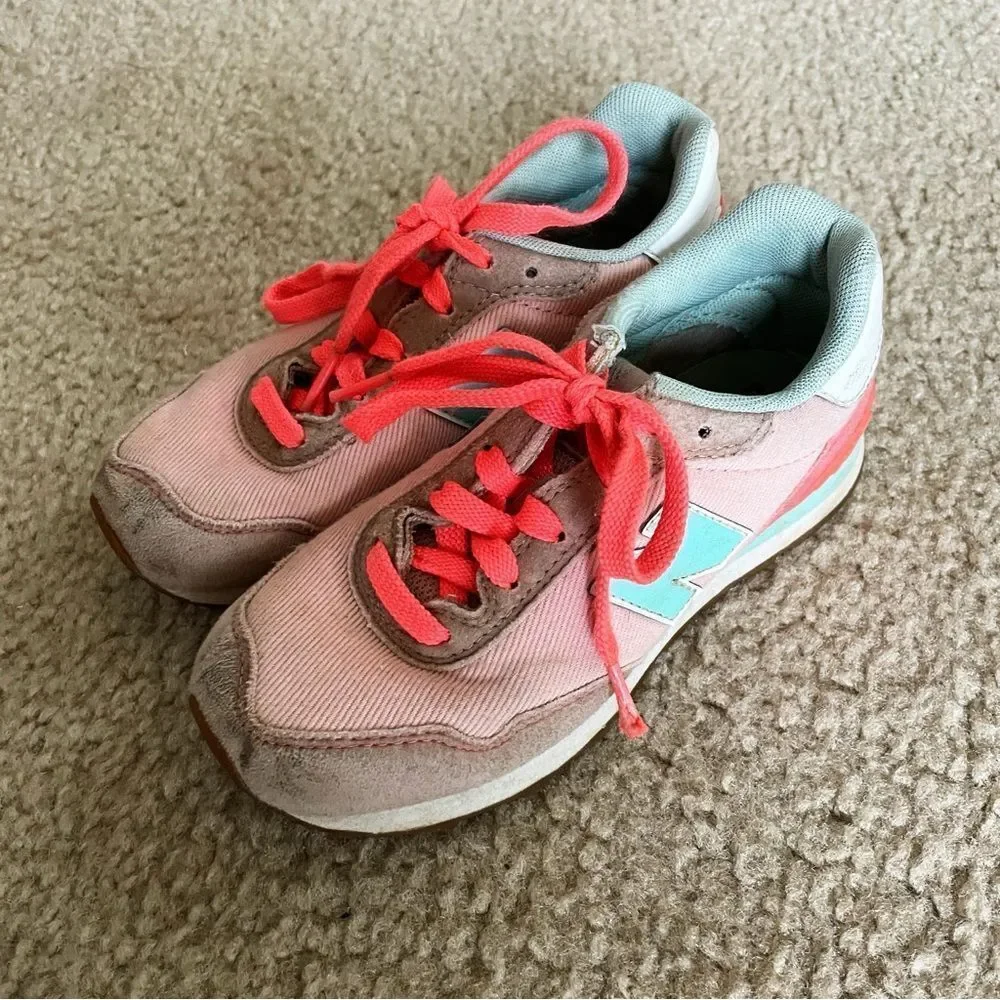 New Balance Girls 515 V1 Lace Up Sneakers in Pink and Aqua Size 13